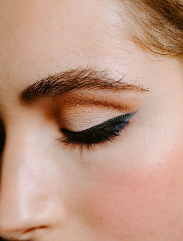 Close up of winged eyeliner