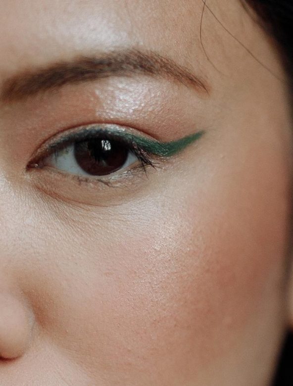 green winged liner on hooded eyes