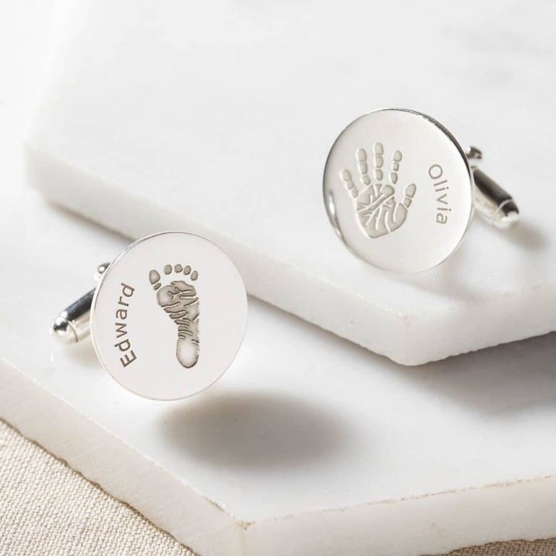 Button and Bean, Personalised Handprint or Footprint Cufflinks