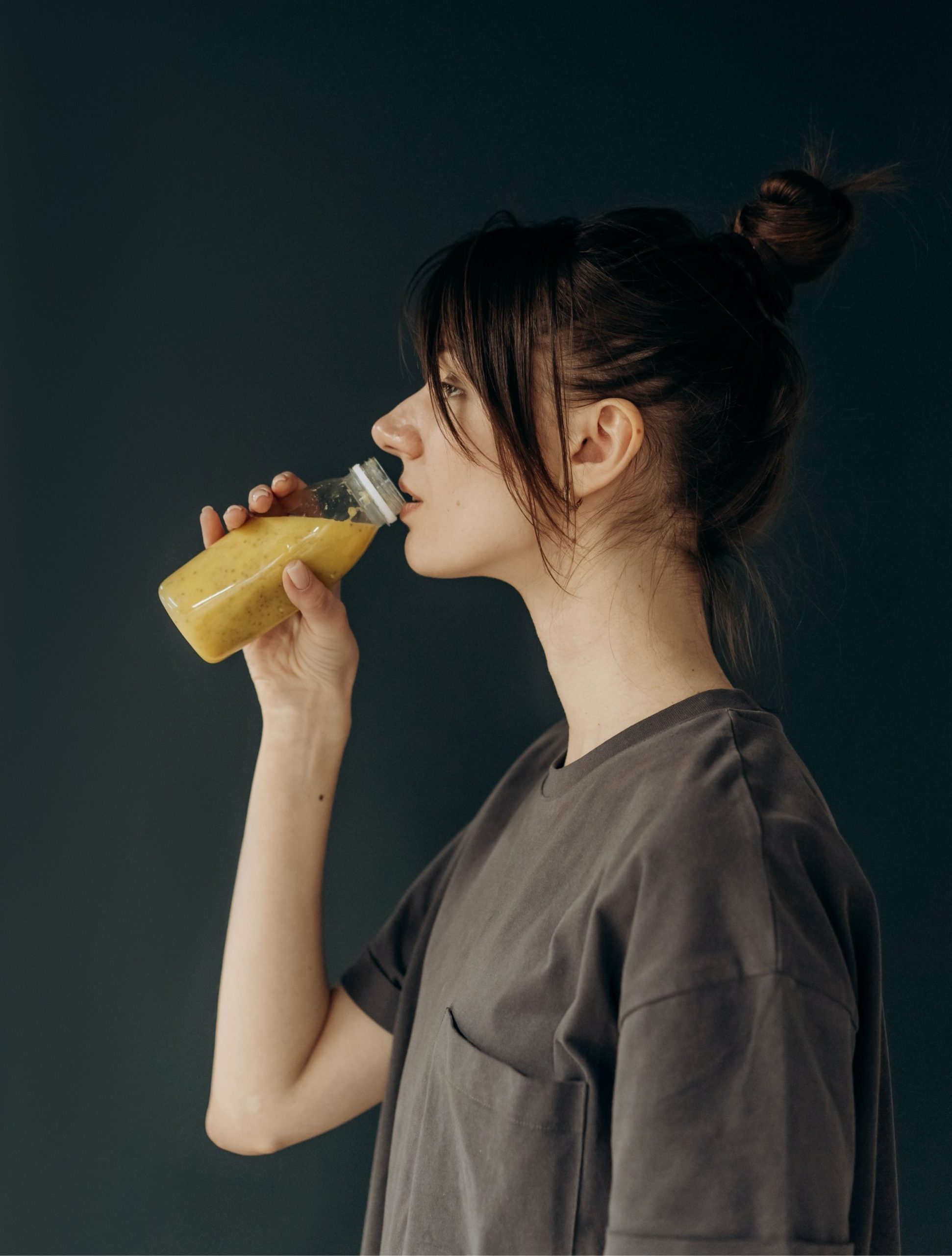 Woman doing a juice cleanse 